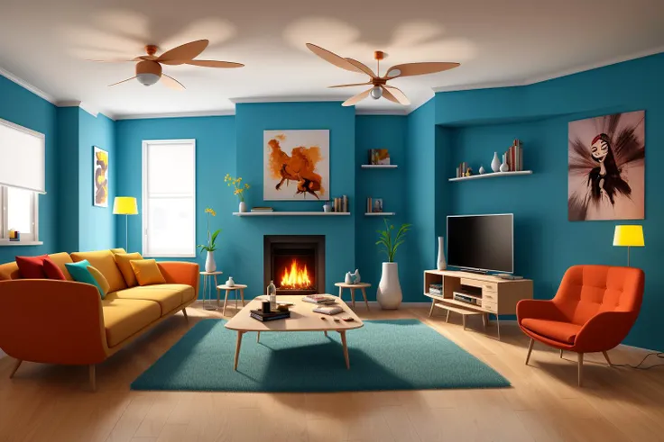 Through the lens of Pixar 3D animation, the contemporary living room conceived by celebrated architects springs to life. The rooms design is infused with playful whimsy, as furniture morphs into imaginative shapes, echoing the style of Tim Burton. The scen...