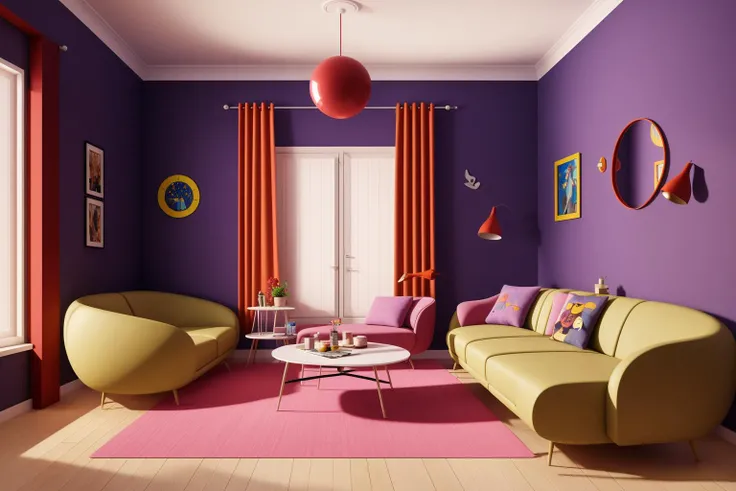 Through the lens of Pixar 3D animation, the contemporary living room conceived by celebrated architects springs to life. The rooms design is infused with playful whimsy, as furniture morphs into imaginative shapes, echoing the style of Tim Burton. The scen...