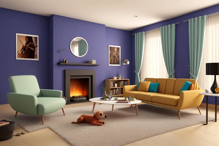 Through the lens of Pixar 3D animation, the contemporary living room conceived by celebrated architects springs to life. The rooms design is infused with playful whimsy, as furniture morphs into imaginative shapes, echoing the style of Tim Burton. The scen...