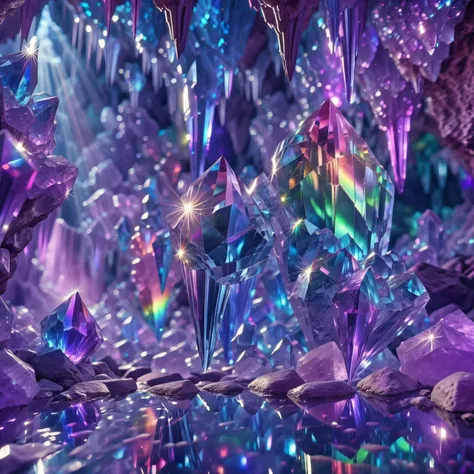 a close up of a bunch of crystals on a table