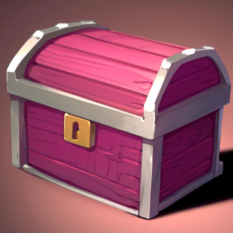 <lora:FantasyIcons_Bags_and_Boxes:0.8>, simple background,
(pink) treasure chest,