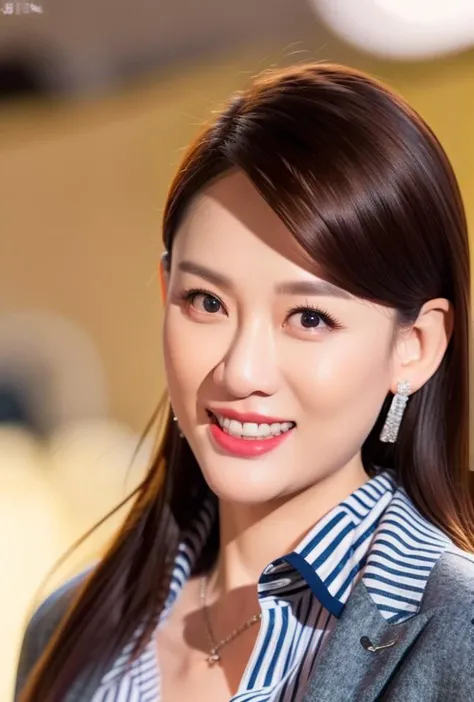 <lora:chenqianen2:0.85>chenqiaoen face,chenqiaoen body,grin,pov
chenqiaoen_body, chenqiaoen_face, jewelry, 1girl, blurry, striped, solo, depth of field, realistic, necklace, earrings, vertical stripes, lips, looking at viewer, long hair, teeth, striped shi...