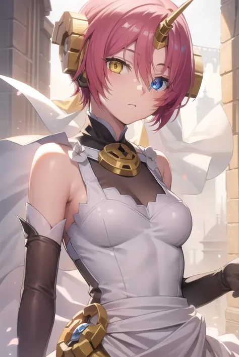 fgofran, <lora:fgofran-lora-nochekaiser:1>,
frankenstein, blue eyes, horns, mechanical horns, pink hair, short hair, single horn, (heterochromia:1.5), (yellow eyes:1.5), hair over eyes, (small breast:1.2),
BREAK dress, elbow gloves, gloves, grey gloves, ha...