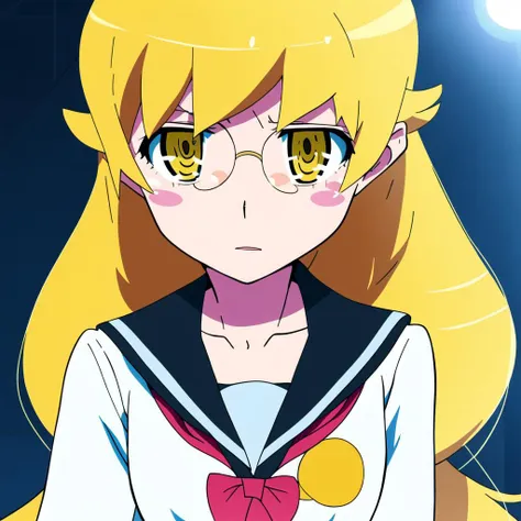 sailor girl with yellow eyes and a sailor suit