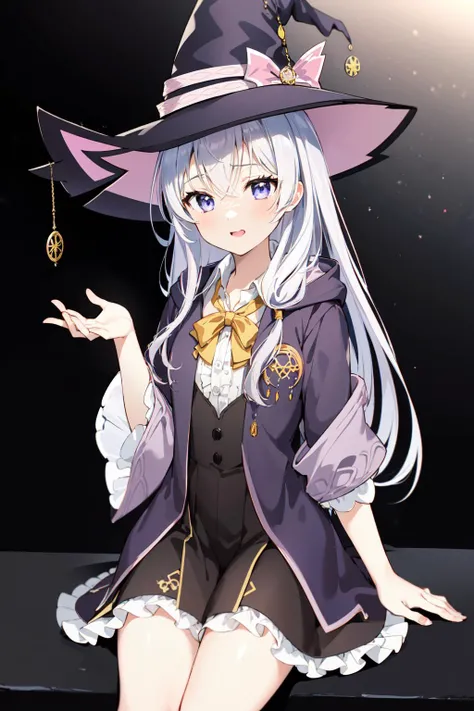 (masterpiece:1.2),best quality,PIXIV,first love,
Elaina,
1girl,solo,witch hat,white hair,witch,