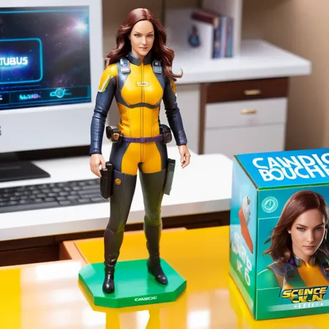 candice_boucher, <lora:CandiceBoucherXL:1.0>,as a small action figure, boxed, transparent box, on desk, toy, standing in box, science fiction, ((box art)),  doll, retro artstyle, video game, ((sharp face, detailed face, realistic face, naturtal skin, reali...