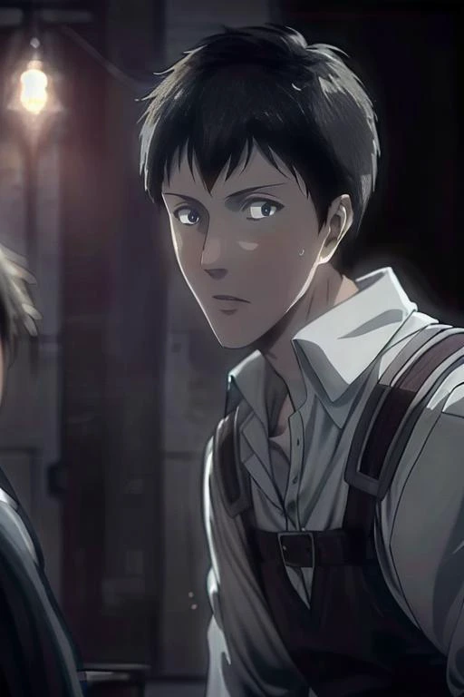 masterpiece,((bestquality)),8k,high detailed,ultra-detailed,depth of field,wide angle,volumetric lighting,Soft illuminaotion,front lighting,from the left,
1boy,<lora:Bertolt_Lora:1>,bertolt,adult,disdain,global illuminations,background  light,looking  at  ...