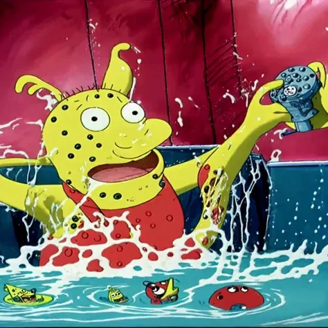 an amazing photo of spongebob squarepants having a fun bath, john philip falter, very detailed painting, saturno butto<hypernet:...