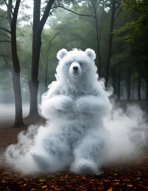 araffe in a forest with smoke coming out of its back