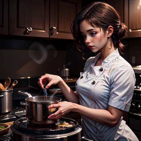 <lora:gtsholdmodelv5_of:1> gtshold  , a woman cooking, steaming pot on stove