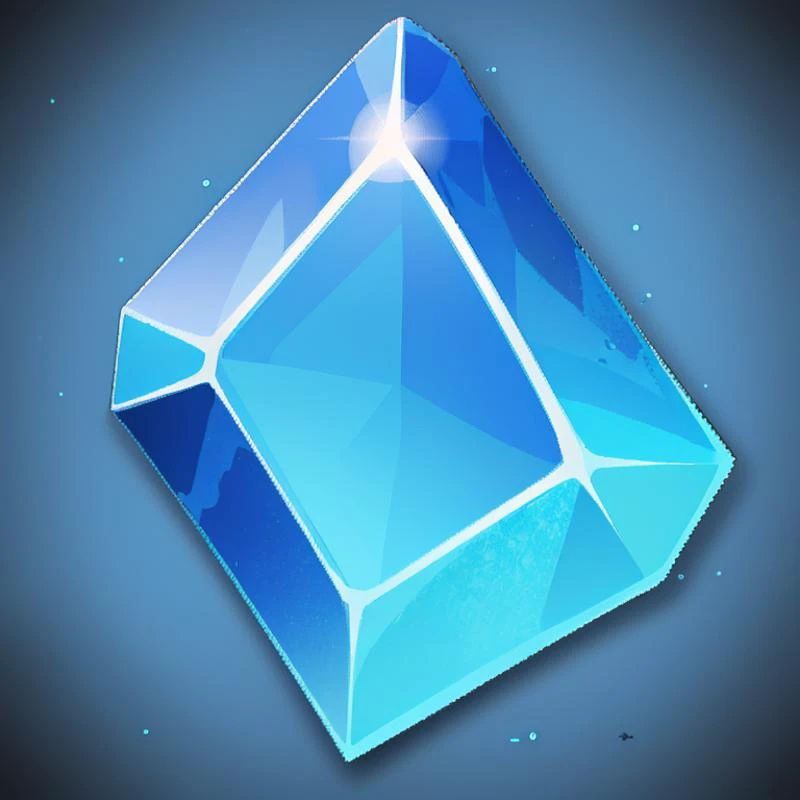 a blue diamond with a shiny surface on a dark background