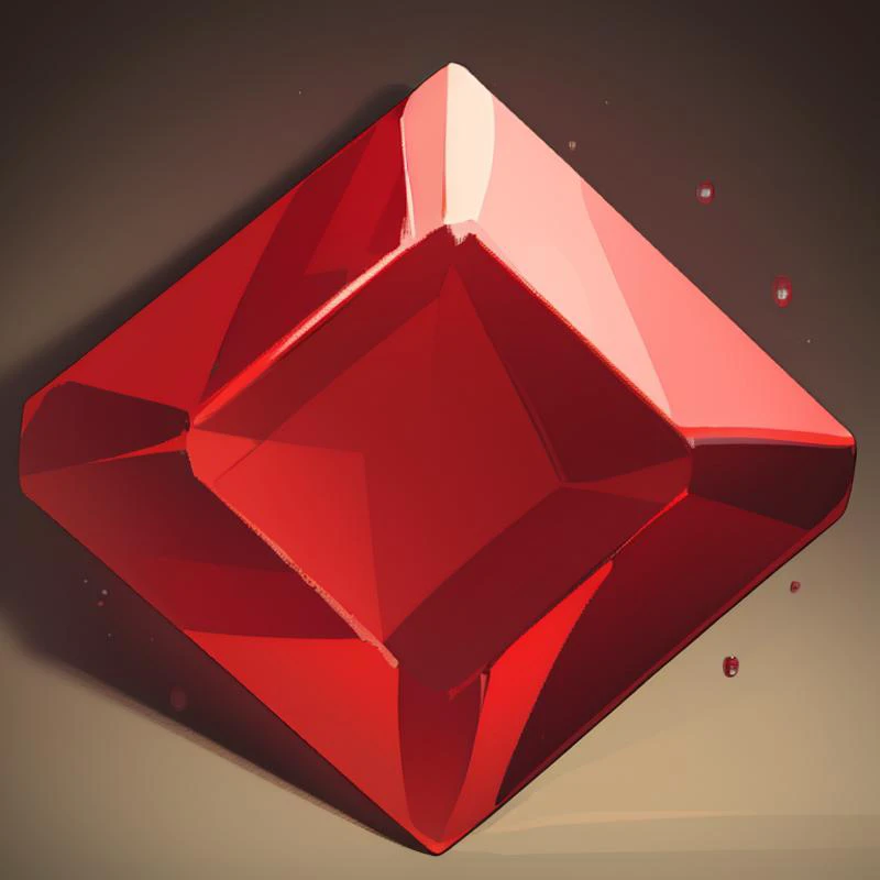 a close up of a red diamond on a brown surface