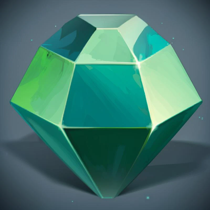 a close up of a green diamond with a gray background