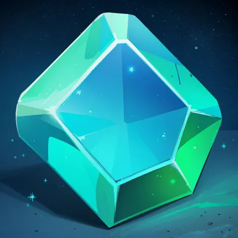 a blue diamond with green highlights on a dark background