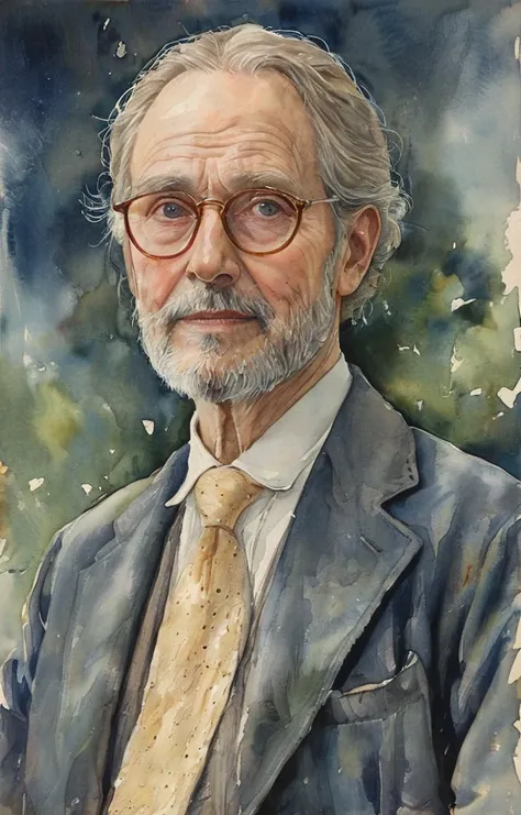 painting of a man with glasses and a suit jacket and tie