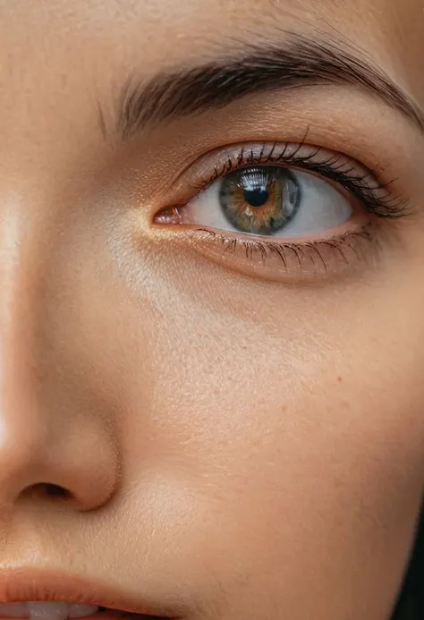 there is a close up of a woman's face with a toothbrush