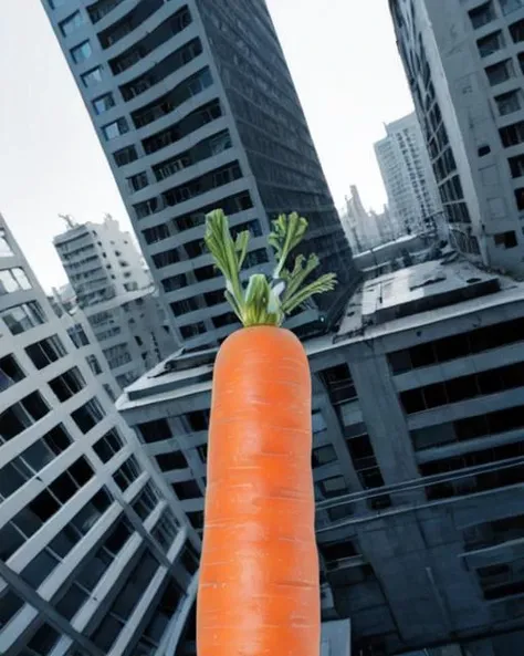 no humans, objectification, <lora:vertical_vegetables_v2:0.5>, building, cityscape, carrot