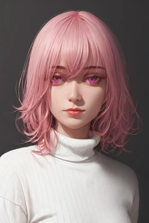 <lora:free_style:1>,
 free style, 1girl, solo, upper body, turtleneck, portrait, pink eyes, pink hair, jewelry,