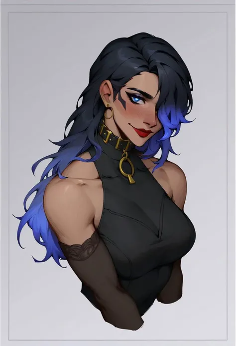 score_9, score_8_up, score_7_up,  l33k1ms4n, LeeKimsanArtStyle, Lee Kimsan Art Style,
rating_safe,  1girl, solo, long hair, breasts, looking at viewer, blush, smile, bangs, blue eyes, large breasts, black hair, closed dress, gloves, dress, bare shoulders, ...