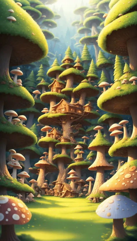 photorealistic, (4k), depth of field, (Masterpiece), extremely detailed, intricate, hyper detailed, professional photography, bokeh, high resolution, sharp detail, best quality, <lora:detail_slider_v4:0.8> , <lora:huafeng:1>, fantasy forest, mushroom fores...