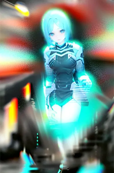 1girl, (unique hair, unique bangs), HologramCzar, (cyberspace:1.2), (hologram, translucent, translucent body, chromatic aberration, glowing), full body, beautiful face, detailed eyes, detailed face, (masterpiece:1.2), hires, ultra-high resolution, 8K, high...