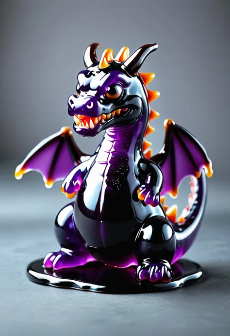 purple and orange dragon figurine sitting on a black surface