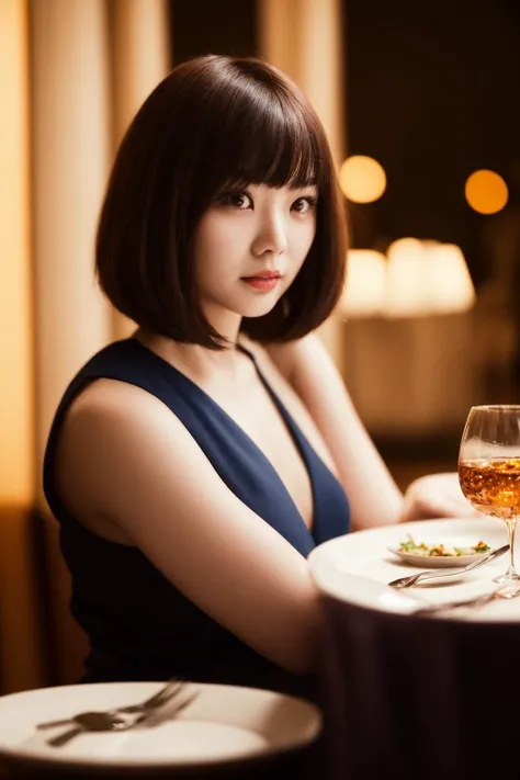 araffe woman sitting at a table with a glass of wine