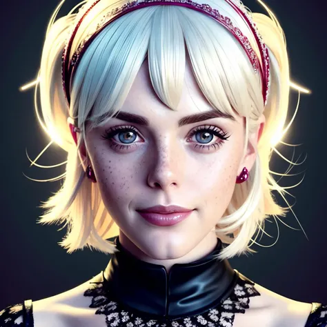 portrait of k13rn4n5h1pk42 as 25 years old sabrina spellman, freckles, white hair, 1 9 6 0 s bob hairstyle, hairstyle with bangs, hairband, intricate, elegant, glowing lights, highly detailed, digital painting, artstation, concept art, smooth, sharp focus,...