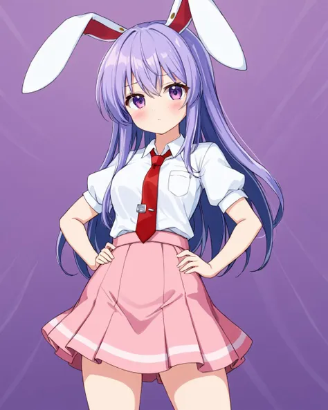 anime girl in a short skirt and bunny ears with a tie