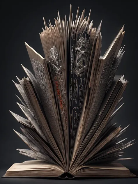 a close up of a book with a bunch of books on it