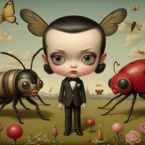 a photo of <lora:Mark Ryden Style:1>Mark Ryden Style - mark ryden high resolution, an insect