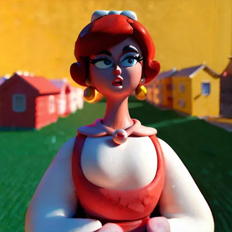 <lora:claycartoon:0.7>, clay, clay texture, cartoon, woman wearing 1950s Suburbia fashion || masterpiece, perfect quality, sharp focus, shallow depth of field, 8k