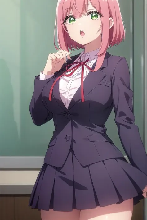 anime girl in a school uniform posing for a picture