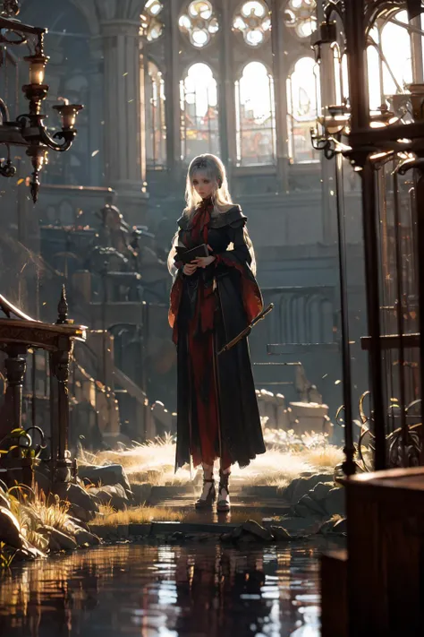 (masterpiece:1.2), best quality,game art,
solo, 1girl, long hair, standing, indoors, full body, book, dress, dark, robe, letterboxed
 <lora:Maria_20230713095622-000016:0.8>