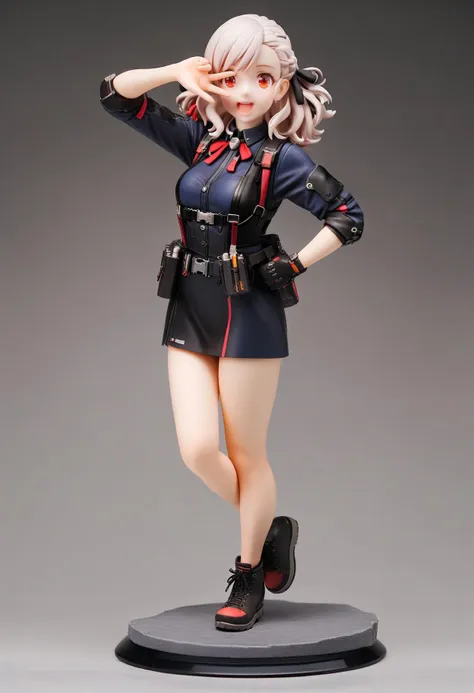 a figurine of a woman in a uniform with a gun