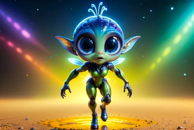 a close up of a cartoon alien with a glowing face