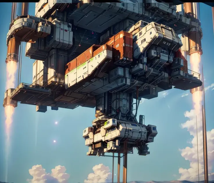 a close up of a large structure with a bunch of containers on it