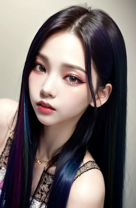 <lora:aespakarina-v5:1> , 1girl, solo, masterpiece,best quality,wallpaper,HDR,high quality,high-definition,extremely detailed, detail face, kpop make up, [gold hair], full body shot, (head tilting up, head relaxed)