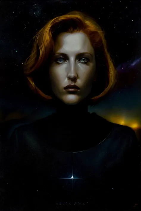 a painting of a woman with a star in her hair