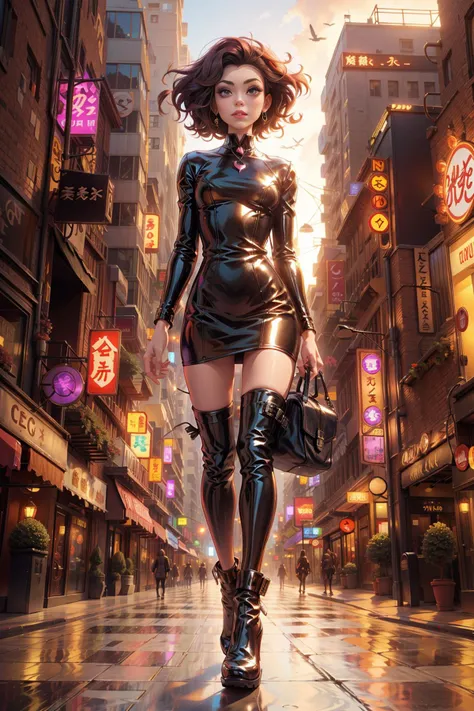 <lora:SmokyQuartzWorld:1> (SmokyQuartzWorld:0.9), 1woman sexy skinny in latex dress walking in a cyber city with ghosts