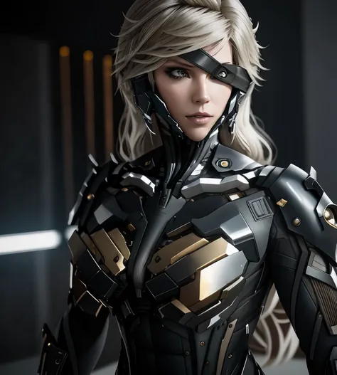 waist up photo, (raiden), long hair, (woman:1.2), big breasts, sexy, curved body, (lens distortion:0,7), (chromatic aberration:0.7), (fim grain:0.7), intricate, unreal engine 5, volumetric lighting, realistic, cinematic, 4k, cinematic lighting, depth of fi...