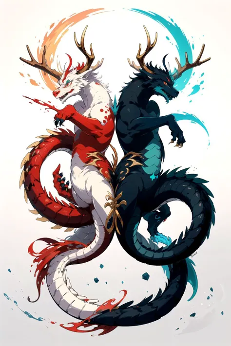 China dragon, Scale color Red and gold, Eye color Emerald green, Horn color Ivory, Claw color Silver, Tail tip A tuft of black fur, (china dragons are wingless)  Whiskers, beard, antlers, scales that glow in the dark, ability to change size and shape at wi...