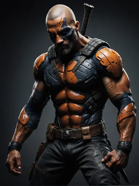 (full body),(dynamic pose),totally crazy Deathstroke Lee Jeffries,