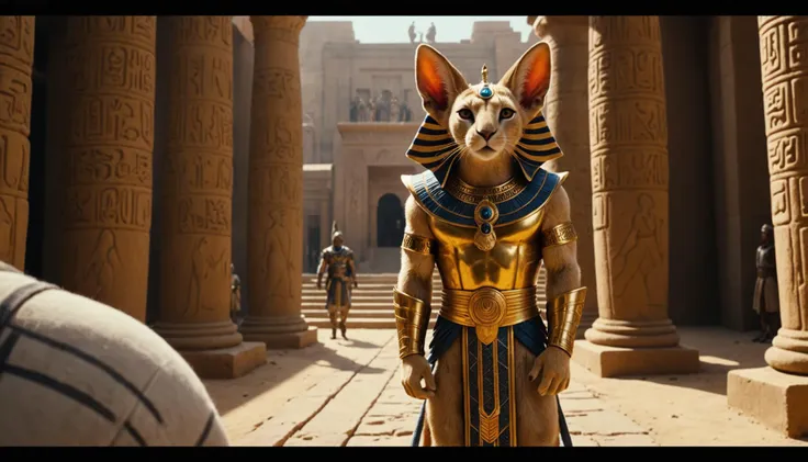 a a Jojo Rabbit (2019) scene,standing straight pose,in a egyptian sphinx mystery,(weaving),quixotic,fleeting,dancing,intricate,labyrinthine,4k resolution,hyper-realistic,hyper-realistic,masterpiece,(sharp focus),intricate and detailed,gloomy horror crushin...