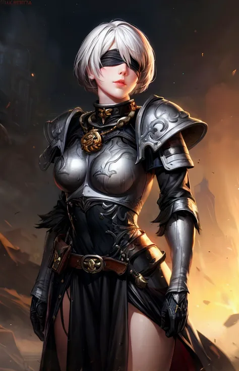 a woman in armor with a sword and a helmet on