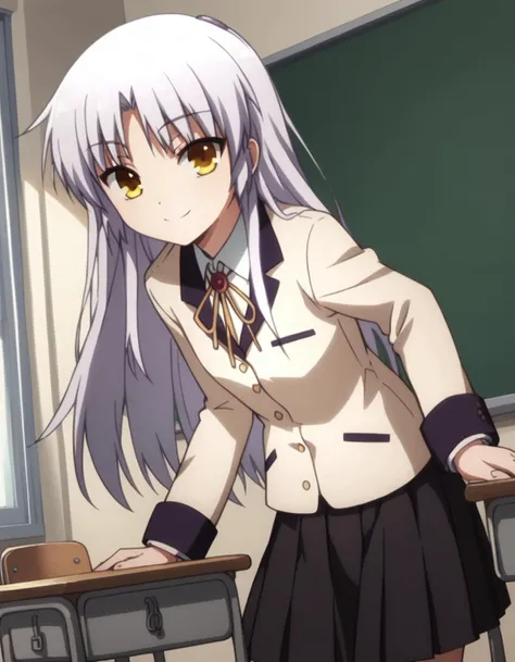 score_9, score_8_up, score_7_up, source_anime,
kanadetachibana, <lora:kanade-tachibana-s1-ponyxl-lora-nochekaiser:1>,
kanade tachibana, long hair, white hair, yellow eyes, 
skirt, school uniform, jacket, blazer, skirt, black skirt, pleated skirt, long slee...