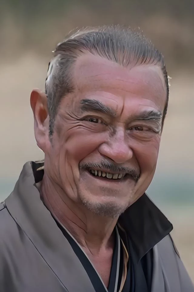 photo of a (men),smile,thumbs up,standing at (beach), portrait photo, (closeup:1.2),old man,white hair,<lora:li_20230619015054:1>,black robe, metal dragon head on the shoulder, gloves,long pants,detailed face and eyes, Masterpiece, best quality,8k, photore...