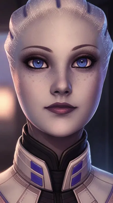 closeup face photo, masseffectliara, ig perfect eyes, big perfect lips, hyperdetailed photography, soft light, head and breast portrait, cover,, best quality, (detailed beautiful face, detail skin texture, ultra-detailed body:1.1) <lora:masseffectliara:0.7...