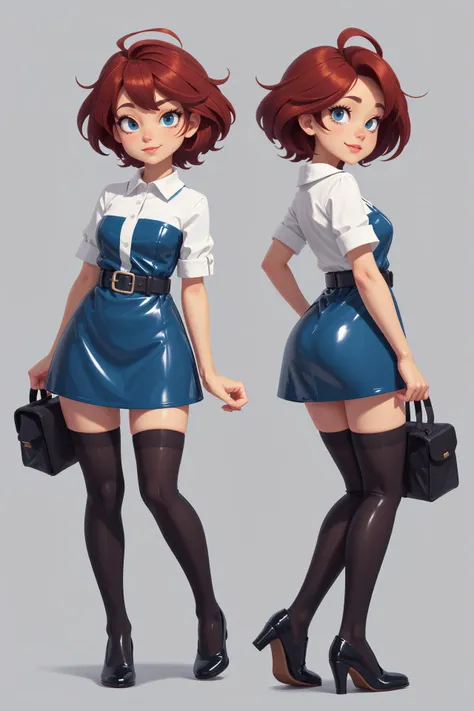 a couple of anime characters with red hair and blue dresses