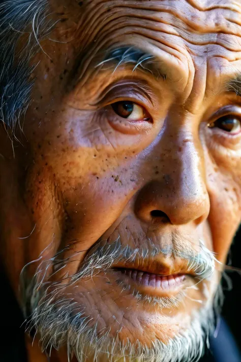 a close up of a man with a mustache and a beard